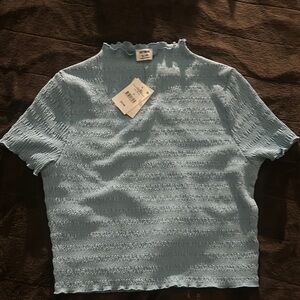 Light Blue Smocked Top